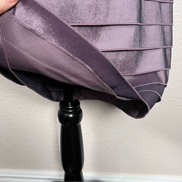 Tadashi Shoji Sz 6-8 Cocktail Dress Formal Pleated Midi Stretch Rose Purple - Picture 5 of 12